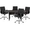 Round Dining Table Set for 4, Faux Marble Conference Table and Chairs Set, Kitchen Table Chairs Set with Strong Metal Frame