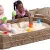 Naturally Playful Sandbox II, Kids Sand Activity Sensory Play Pit, Summer Outdoor Toys, 7 Piece Water Toy Accessories, for Toddl