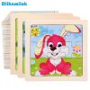 11cm/4.33in Kids Wooden Jigsaw Puzzle Games Cartoon Animal Vehicle Pattern Children Montessori Educational Toys
