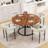 3-Piece Dining Table Set for 4-6 People Kitchen 63" Table with 2 Dining Benches