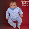 20-Inch Handmade Bebe Reborn Doll: Soft Vinyl Newborn with Cloth Body, Rooted Hair, Blue Dot Dress - Perfect Gift Toy