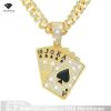 18K Gold Plated Hip-Hop Iced Out Spades Playing Card Necklace Men's Personalized Street Hip-Hop Rock Trend Jewelry from US Stock