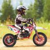 49cc 2-Stroke Kids Dirt Bike, Gas Power Off Road Mini Motorcycle, Racing Max Speed 40KM/H Motorbike with Front Rear Disc Brakes