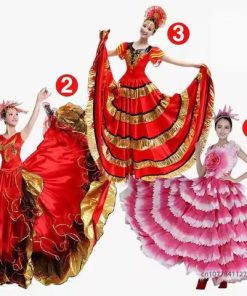 Women Classical Dance Stage Showing Practice Skirt 360-720 Degree Flamenco Dancer Gradient Skirts Carnival Folk Dance Clothing