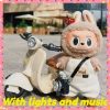 Labubu Doll Mini Electric Motorcycle Doll Accessories Fun Cute With Lights and Music,DIY Kid Christmas Gift For Girl