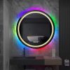 LED Makeup Mirror with Stand Desktop Folding Compact White Square Travel Cosmetic Mirror With Three Colours Light Can Choose