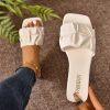 Designer New Summer Women Sandals Luxury Narrow Leather Strap One Word Buckle Strap Flat Sandals Wide Heel Platform Casual Shoes