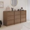 Dresser for Bedroom with Charging Station, Makeup Table with 10 Fabric Drawers, Modern Home Office Desks, Black Gray