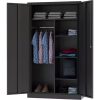 Wardrobe Closet with Doors, Wardrobe Cabinet with 2 Adjustable Shelves, Armoire Wardrobe Closet with Hanging Rod for Bedroom, Em