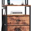 LED Night Stand Set of 2 Bedside Tables with 2 Drawers Modern LED End Side Tables Bedroom Nightstands