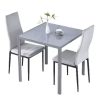 IRONCK 3-Piece Dining Table Set, Kitchen Table with 2 Benches, Wine Rack and Glass Holder, Space-Saving Dinette, Vintage Brown