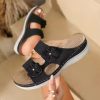 High Heels Lace Sandals for Women Ladies Shoes Wedges Heel Summer 2024 Platform Pearl Beige One Word Outdoor Wedge Waterproof F
