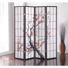 Classic Black Paulownia Wood 3-Panel Partition Screen, Folding Room Divider Fits Providing Privacy and Enhancing Decoration