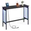 Tribesigns Rectangular Counter Height Dining Table with Metal Footrest for 6 People, 35.43" Tall