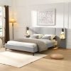 Wood Headboard, Flat Panel With Pre-drilled Holes for Height Adjustment, Thickened Wooden Bed Backboard (Full)
