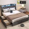 BedStory Queen Platform Bed Frame - Adjustable Headboard, Sturdy Metal & Wood Slat, Upholstered Linen, No Box Spring Needed