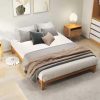 Satifur Full Bed Frames with Charging Station,LED Lights,2 Storage,Grey Upholstered Headboard with Shelves, Metal Platform Bed