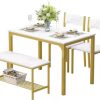 Dining Table Set for 6, Modern Tempered Glass Top Table and PU Leather Chairs, Black with Silver Base Dining Room Set
