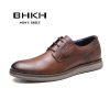 LETCOMFIT Men's Casual Business Oxfords Two-Layer Cowhide Rubber Sole Men's Breathable Loafers Slip-On Solid Faux Leather Shoes