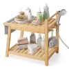 Vanity Stool for Makeup Room, Round 360° Rotatable Ottoman Foot Stool, Footrest with backrest, Small Chair for Bathroom