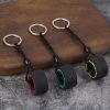 Funny Tire Wheel Keychain Racing Tire Key Chain PVC Soft Rubber Tire Charms Motorcycle Racing Key Bag Pendants Gifts