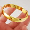 24K Real Gold Bracelet Glossy Simple Gold Plating Bracelet Gold for Women's Wedding Jewelry Gifts