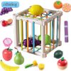 Simulation Magnetic Montessori Fruit Sesele House Lemon Grape Apple Durian Seasoning Baking Toy Wooden Educational Toys For Gift