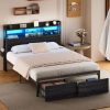14 Inch High Full-size bed frame - Large heavy-duty metal platform beds frames w/storage space at the bottom, Full bed frame