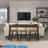 Counter Height Bar Stools,24'' Grey Barstools Set of 3, Faux Leather Counter Stool with Back,Mid-Century Modern Bar Stools