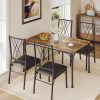 3 Piece Dining Table Set, Kitchen Table & Chair Sets for 2, Compact Bistro Table Set with Steel Legs, Built-in Wine Rack