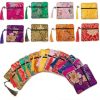 20pcs Chinese Brocade Tassel Zipper Jewelry Bag Gift Pouch Square with Flower Pattern for Gift Packaging Shopping Storage Pouche