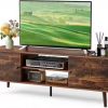 LED TV Stand for 55 inch TV, Modern Entertainment Center with Storage Shelves, High Glossy TV Cabinet for Living Room