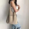 Summer Hand Woven Tote Bags Knitting Crochet Beach Shoulder Bag Hollow Out Handbag Ladies Knitting Straw Rope Underarm Bag