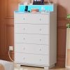 Dresser for Bedroom, 9 Drawers Dresser with LED Lights & Charging Station-Black