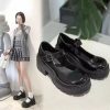 Lovely Girls Lolita Flat Platform,Female Students Sweet Strawberry Lace Bowknots Mary Janes Elevator Shoes