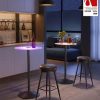 Folding Portable Bar Table, Tradeshow Podium Table, Includes Carrying Case, Storage Shelf and Black Skirt