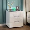 Large 3 Drawer Dresser Set of 2, Fluted Wood Drawers for Bedroom, Modern Painted 30 inch Wide Nightstand for Bedroom