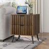 Nightstands Set of 2 with Charging Station, End Tables with U-S-B Ports and Power Outlets, Narrow Bedside Table Set of 2