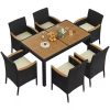Small Outdoor Furniture with Deep Cushion Loveseat Sofa and Table, Outside Metal Sofa Set for Balcony, Yard