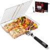 Portable Stainless Steel Barbecue Cages Grill Basket Camping Picnic Cookware Outdoor Round BBQ Campfire Grid Rolling Grill Baske