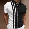 ‌2025 Men's Slim Fit Solid & Striped Business Casual Polo Shirts Breathable Short Sleeve Comfort Top for Office Social Summer