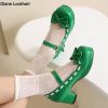 Retro Red Mary Jane Shoes Women Versatile Thick Bottom Small Leather French Style Round Head Buckle Single Shoes Versatile 2025
