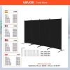 Wooden Room Divider 4 Panels Folding Individual Partitions with Removable Storage Shelves for Home Office, Brown