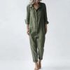 Wide Leg Jumpsuit Rompers Women Summer Fashion Cotton Linen Jumpsuits For Women Solid Color Lace Up Casual комбинезон женский