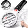 Desk Magnifier Glass With Light LED Book Magnify Screen Hands-Free Large Magnifier Glass With Rotating Stand Portable LED