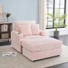 Outdoor Steel Chaise Lounge Chair with Removable Canopy and Cushions, Reclining Chair w/Side Pocket Arc Stand, for Beach