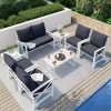 Patio Porch Furniture Sets 3 Pieces PE Rattan Wicker Chairs with Table Outdoor Garden Furniture Sets