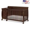 Floor Bunk Beds with Slide, Wooden Twin Over Full Bunk Beds with Slide, Roof and Guard Rail for Kids, Teens, No Box Spring Neede