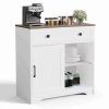 Metal Bathroom Storage Cabinet - 47 inch Floor Cabinet; 4 Doors, 2 Adjustable Shelves for Bathroom, Kitchen, Living/Dining Room