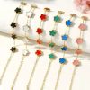 Stainless Steel Bracelet Double Sided Five Leaf Petals Flower Gold Plated Clover Women Fashion Jewelry
